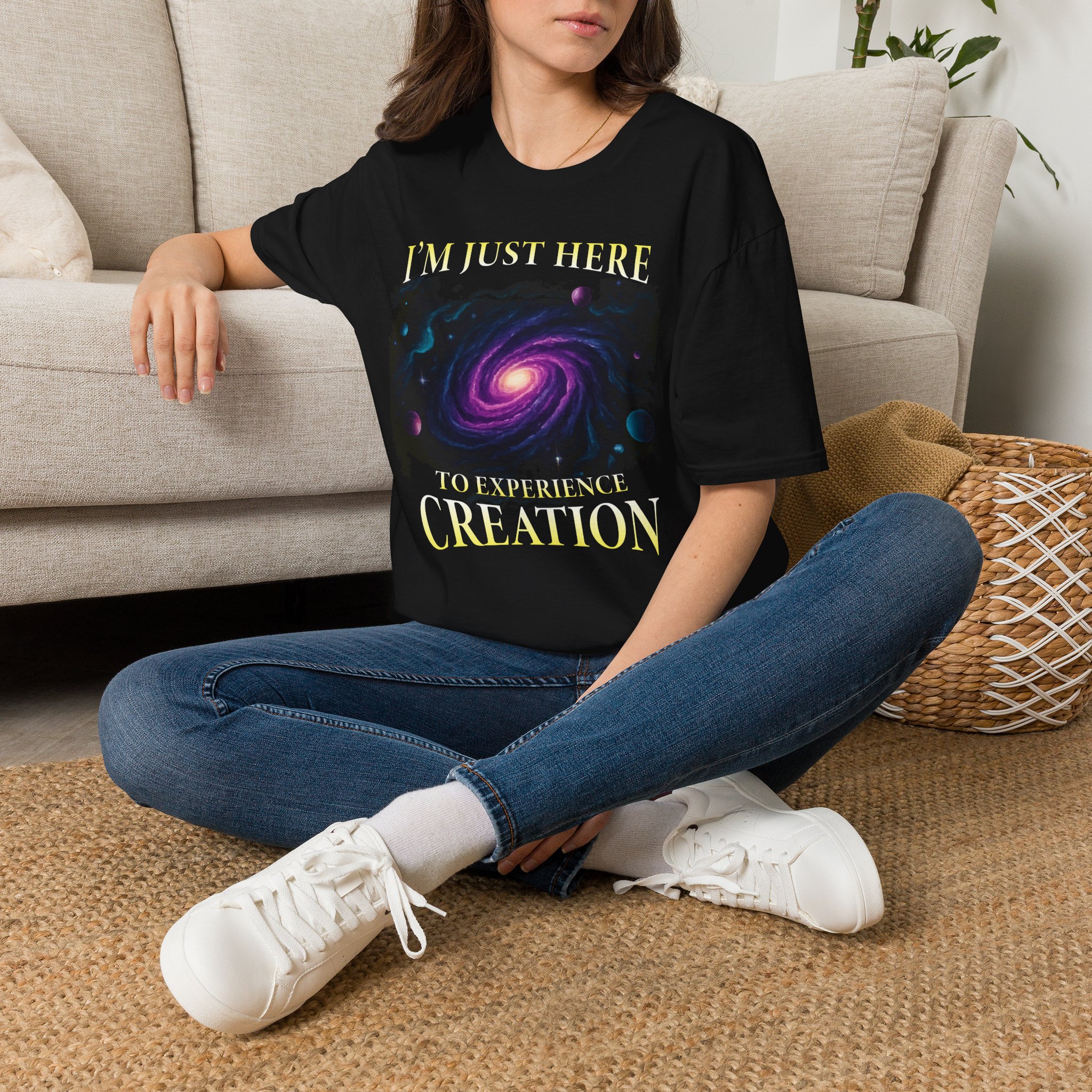 I'm Just Here to Experience Creation – Unisex / Mens Short Sleeve Tee - Image 2