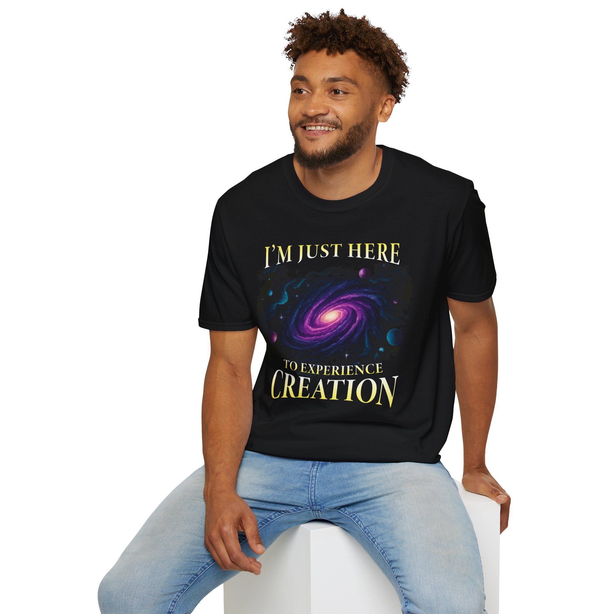 I'm Just Here to Experience Creation – Unisex / Mens Short Sleeve Tee - Image 3